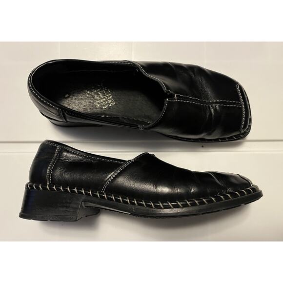 Rieker Women’s Size 6.5 US Leather Comfort Loafer Black Square Toe Slip On - Picture 1 of 11
